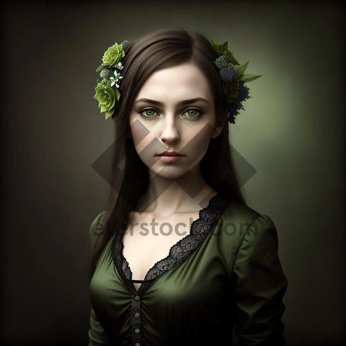 Picture of Stunning Brunette Model with Elegant Long Hair