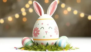 Easter Bunny Eggs Decoration for Holiday Celebration.