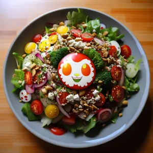 Fresh and Healthy Salad with Vegetables and Cheese