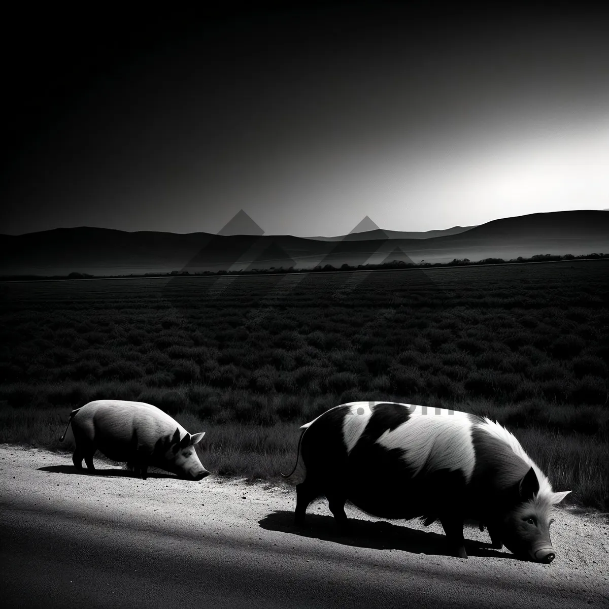 Picture of Wild Ungulates Grazing in Rural Landscape