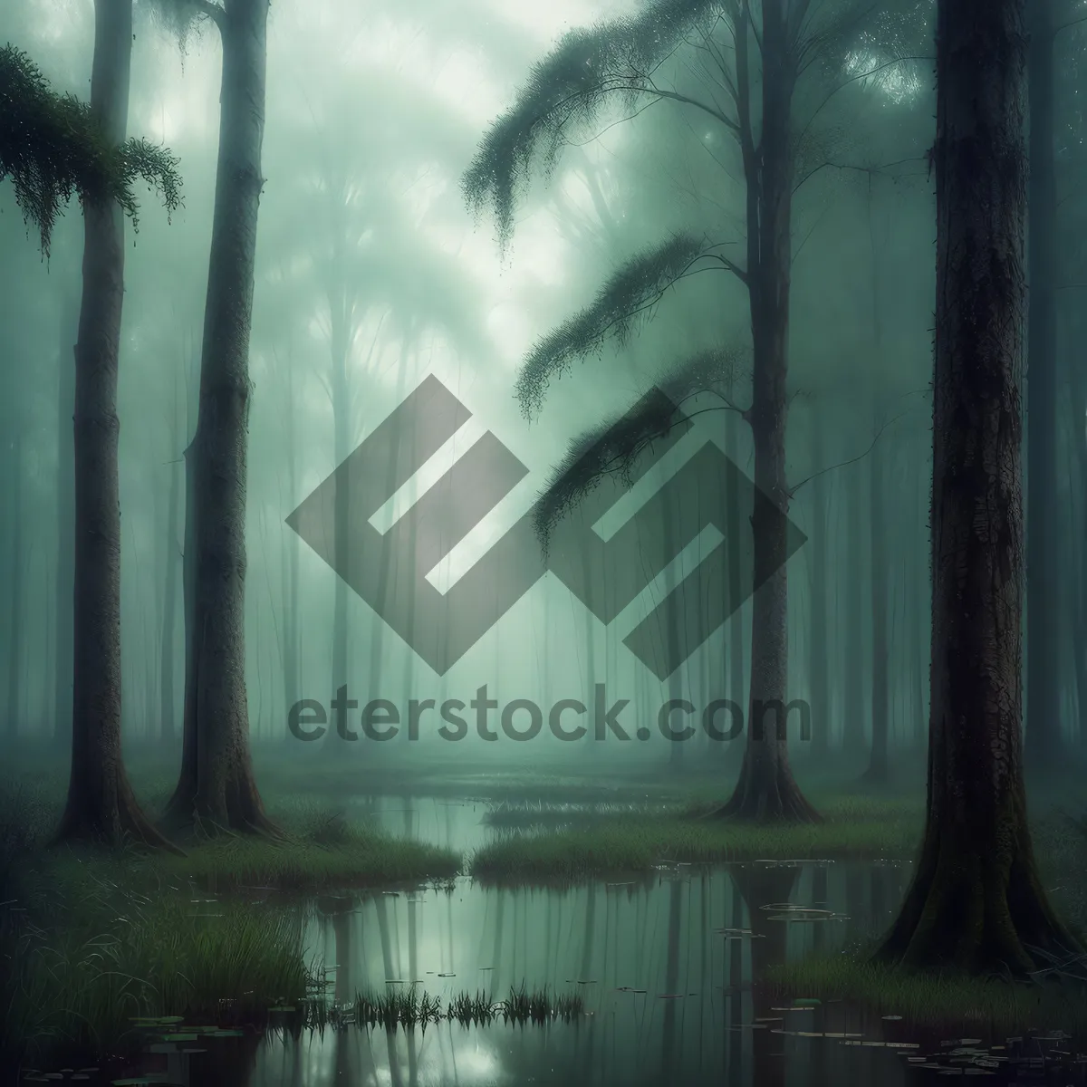 Picture of Serene Forest Sunlight by the Water