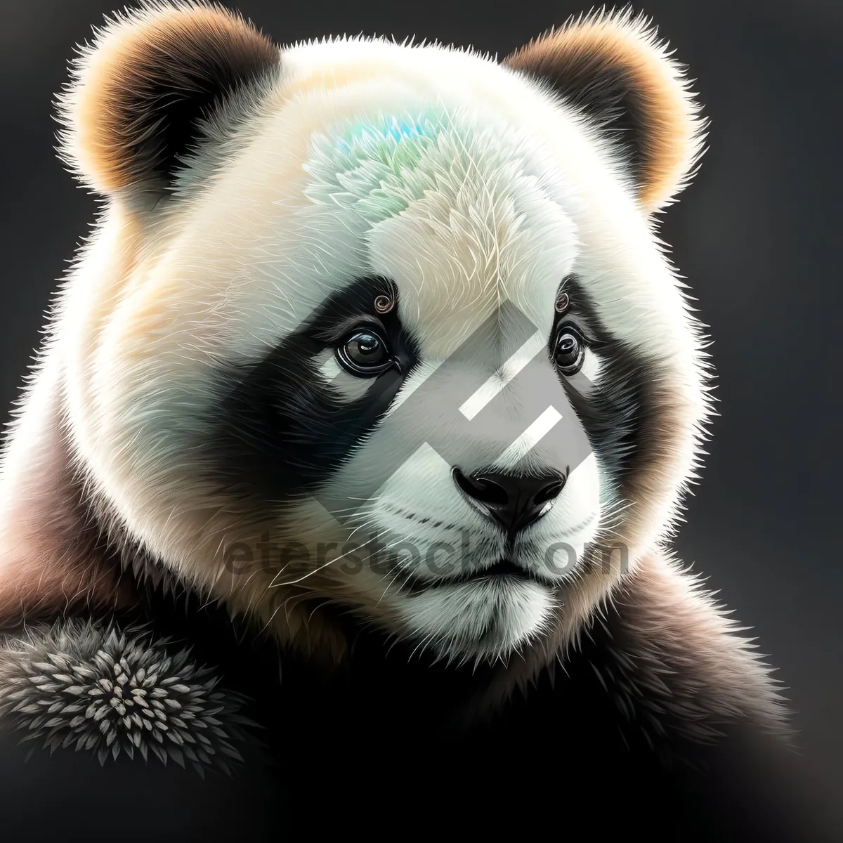 Picture of Adorable Baby Panda Bear with Innocent Black Eyes