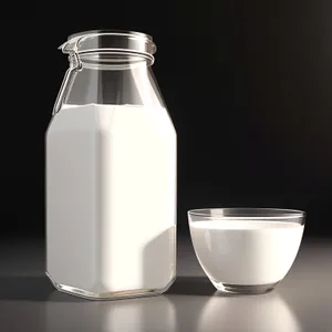 Dairy Delight: Refreshing Milk in Transparent Glass Bottle