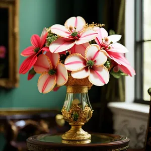 Elegant Floral Table Lamp with Pink Roses