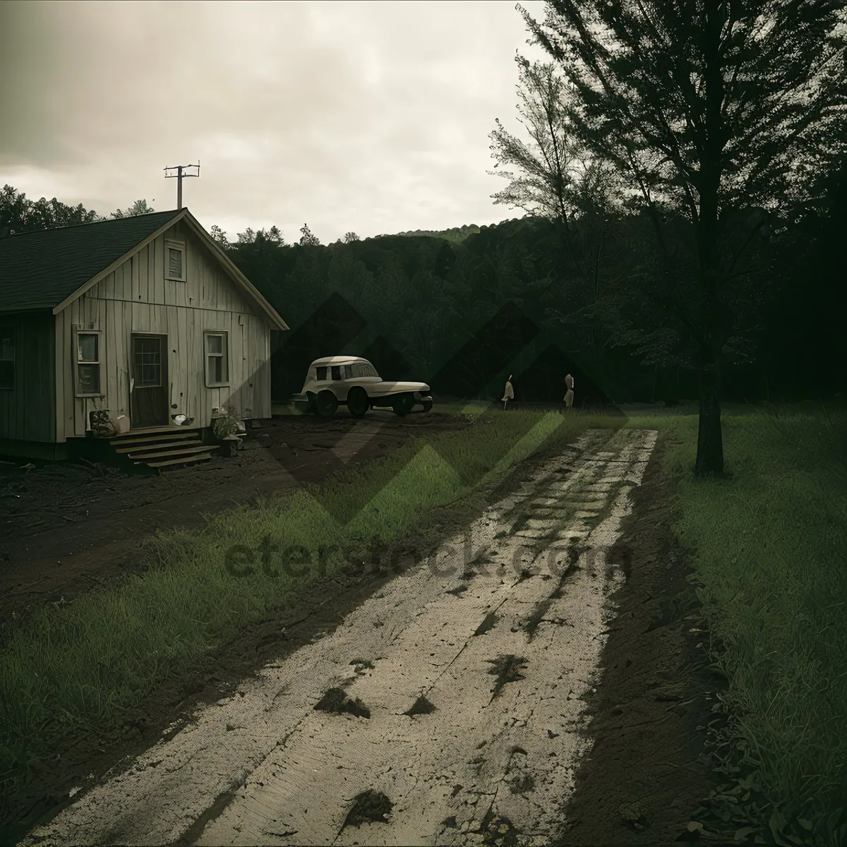 Picture of Rustic Barn nestled among idyllic countryside scenery.