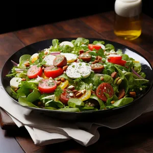 Delicious Vegetable Salad with Cheese and Fresh Tomatoes