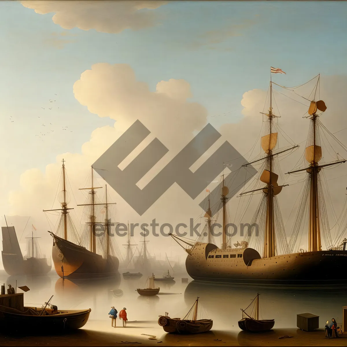 Picture of Nautical Skyline: Sailing Vessel on the Horizon