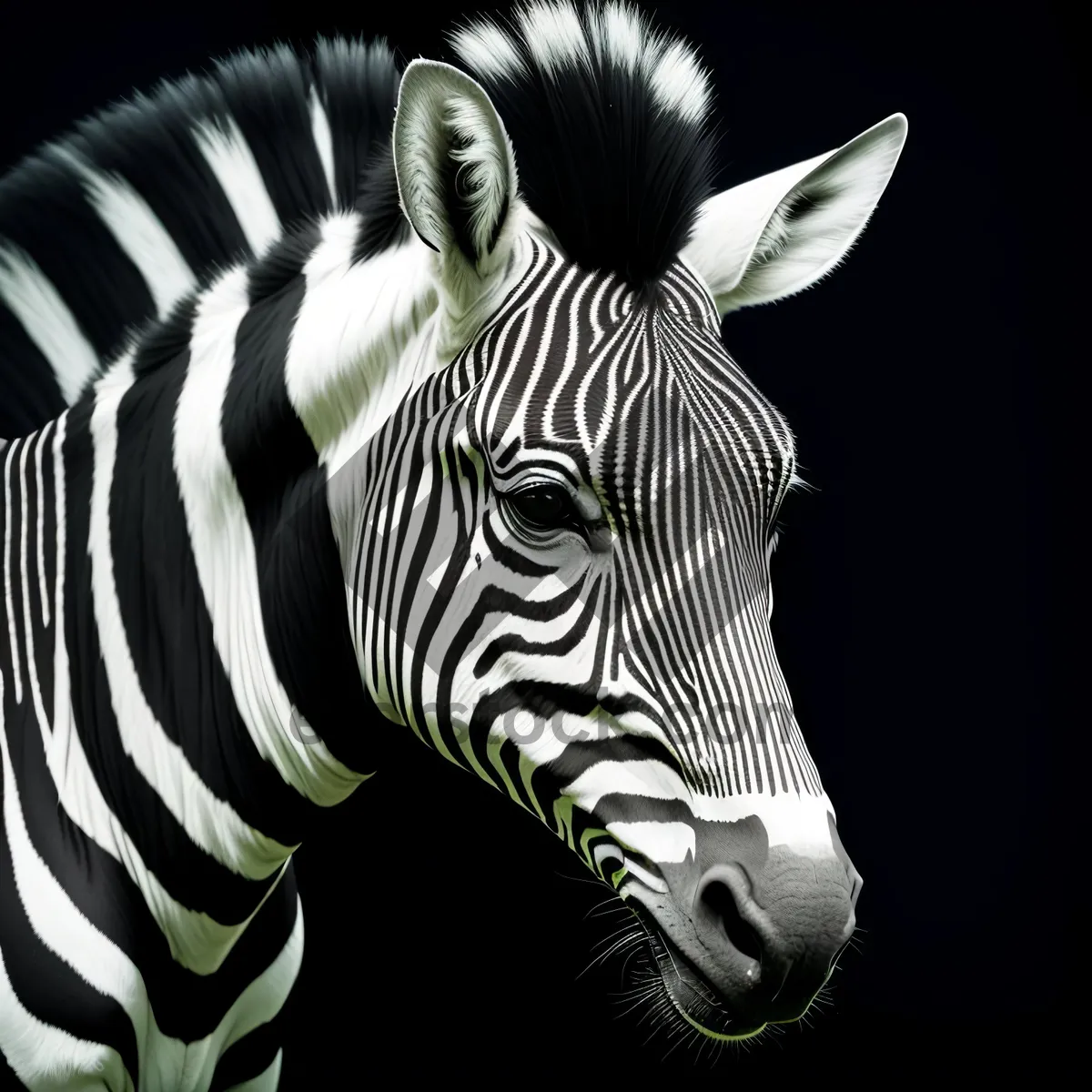 Picture of Striped Horse Grazing in Wild Reserve