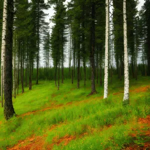 Birch Tree Forest in Summer Landscape