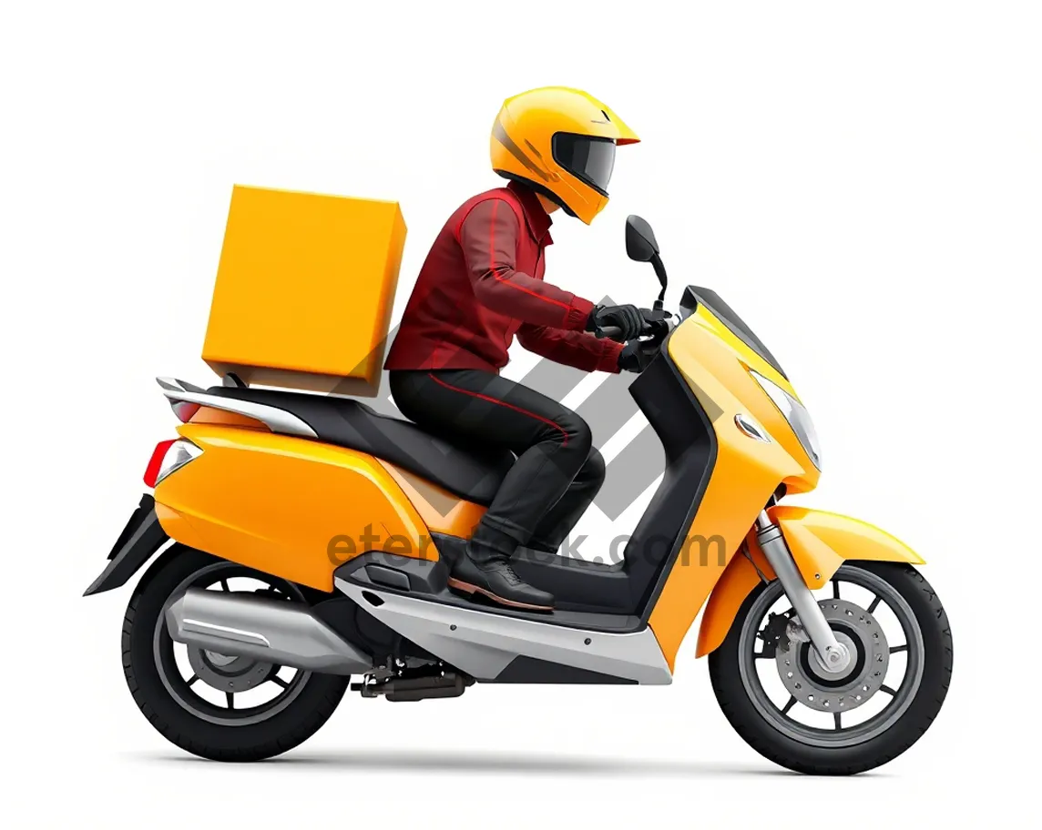 Picture of Cartoon boy on speeding motor scooter icon