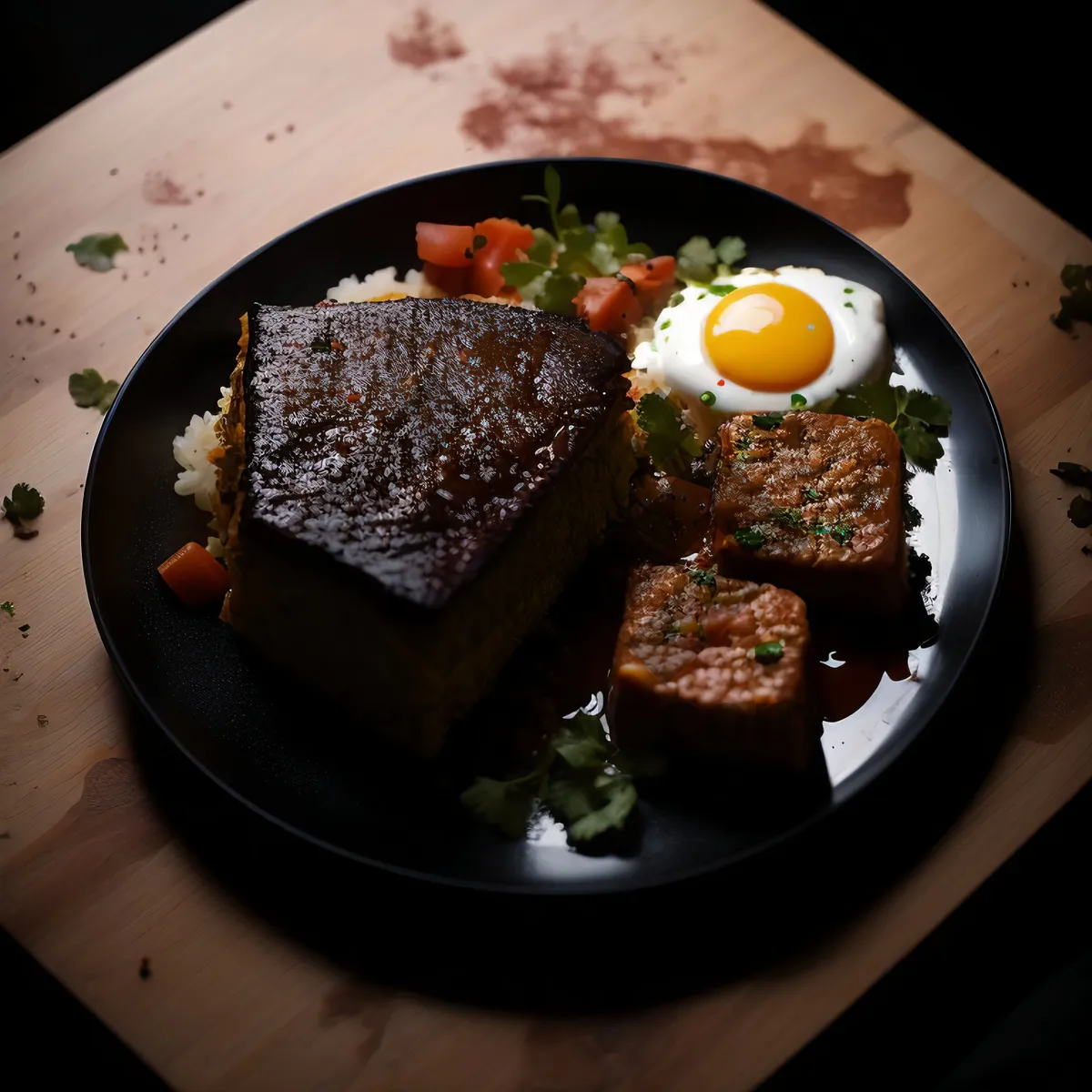 Picture of Gourmet vegetable salad with grilled beef steak.