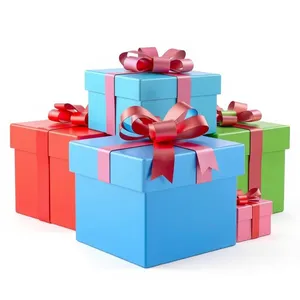 Festive 3D Gift Box with Ribbon and Bow