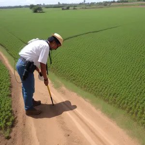 Golfer Swinging Iron on Green Golf Course