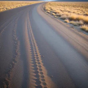 Desert Highway: Endless Road Through Sand Dunes