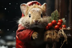 Fluffy Gray Bunny with Whiskers Close-Up