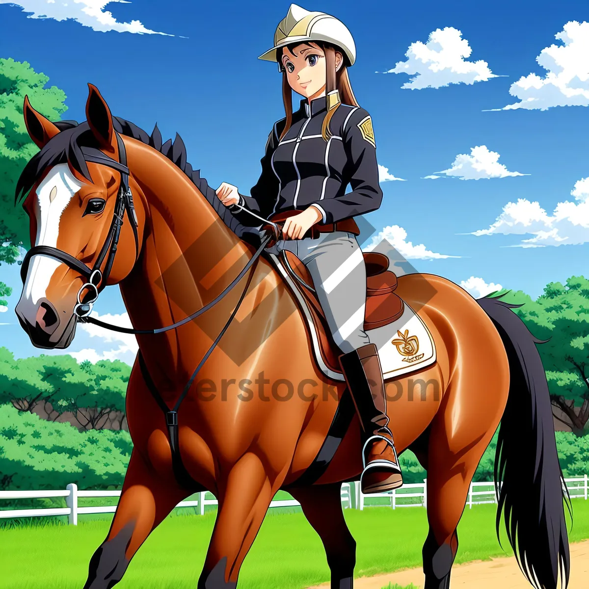 Picture of Elite Equestrian Polo Match: Graceful Stallion and Skilled Rider