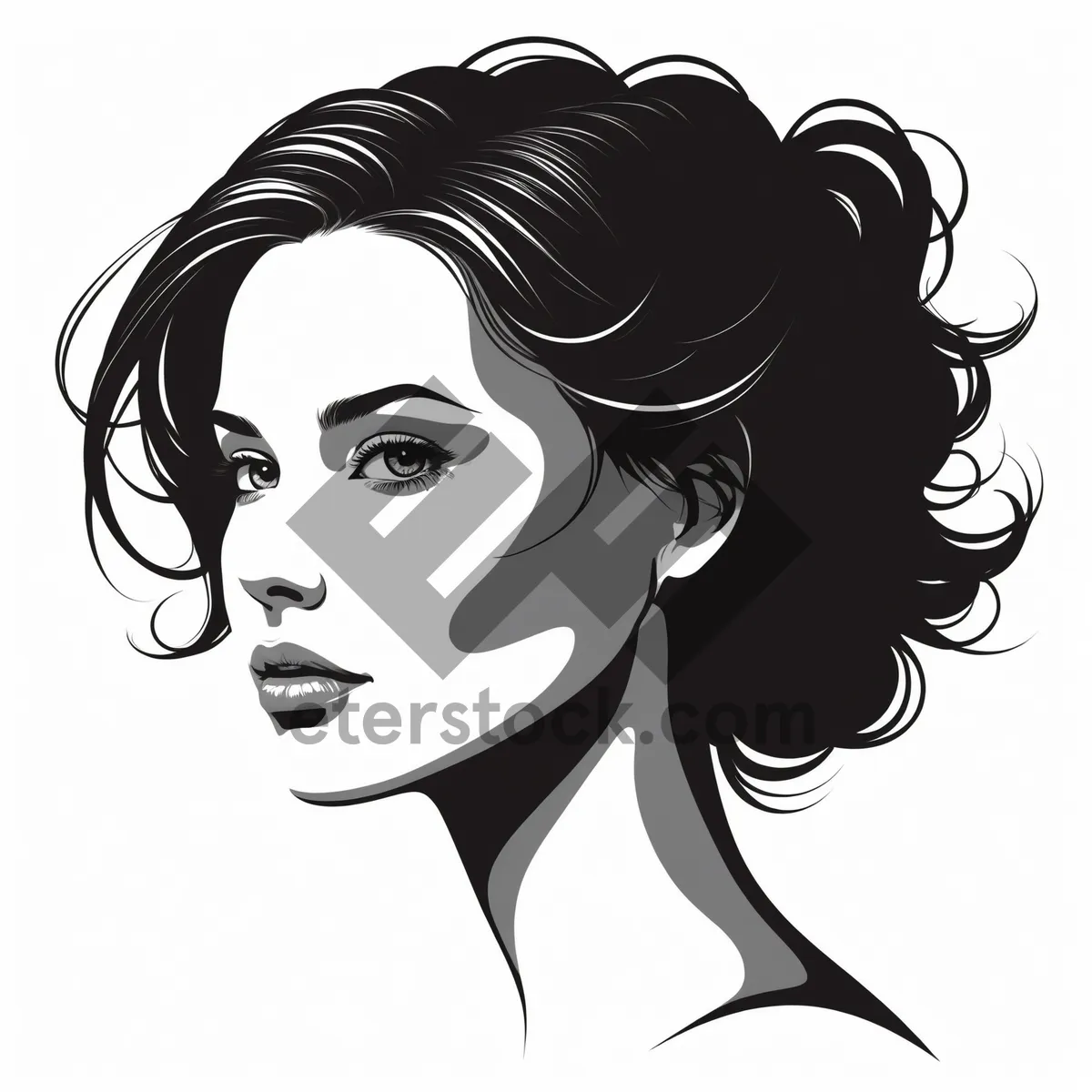 Picture of Black Cartoon Haircut Design Graphic Drawing Art