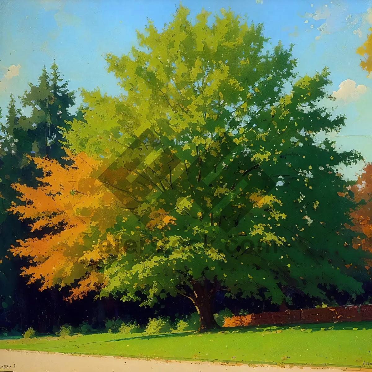 Picture of Vibrant Autumn Landscape with Maple Trees