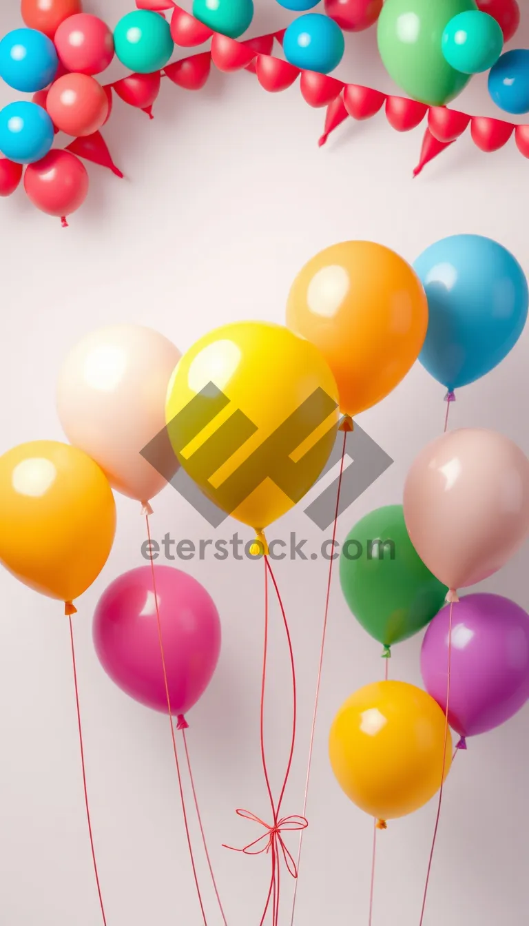 Picture of Colorful Birthday Party Balloons in Orange and Purple