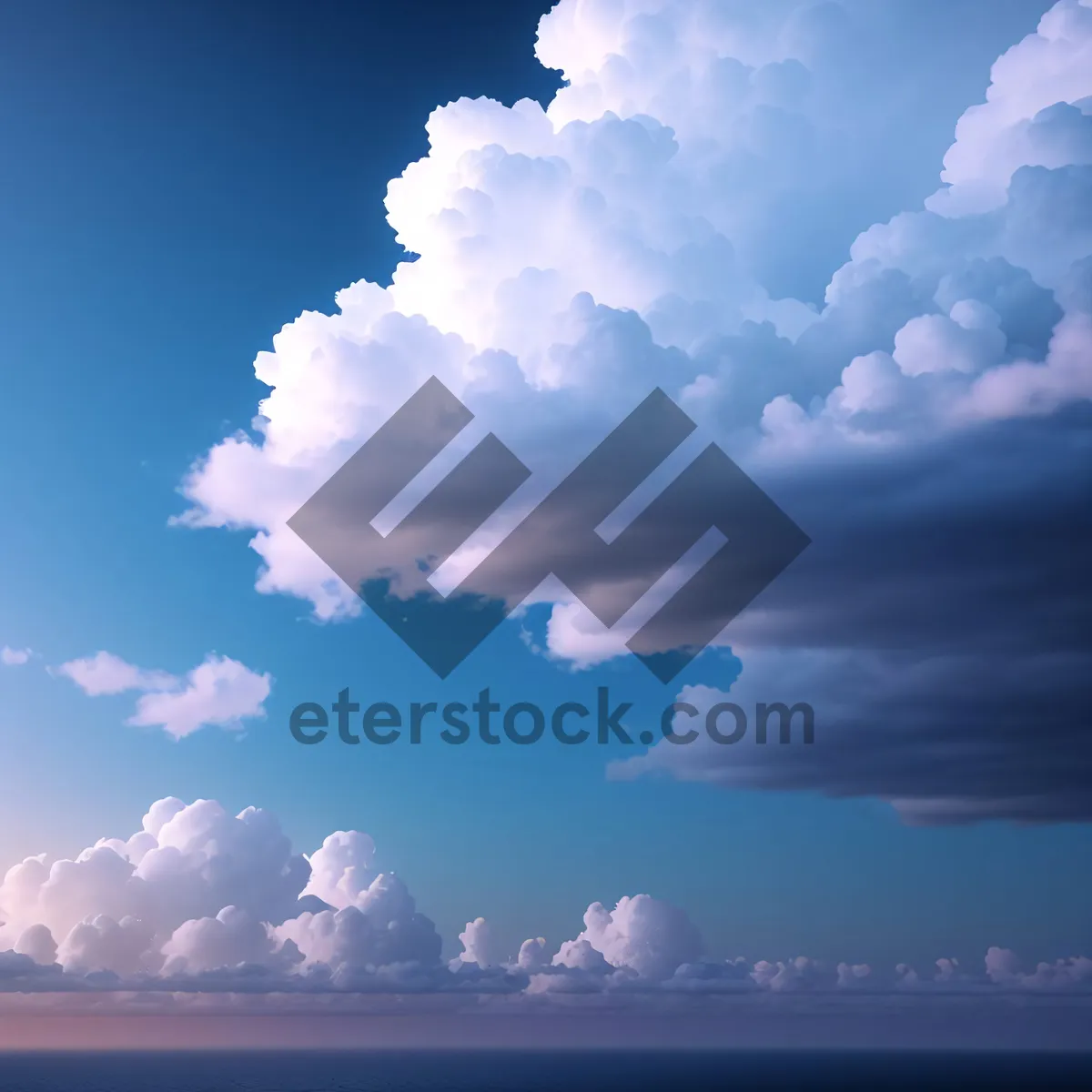 Picture of Serene Summer Sky with Fluffy Clouds