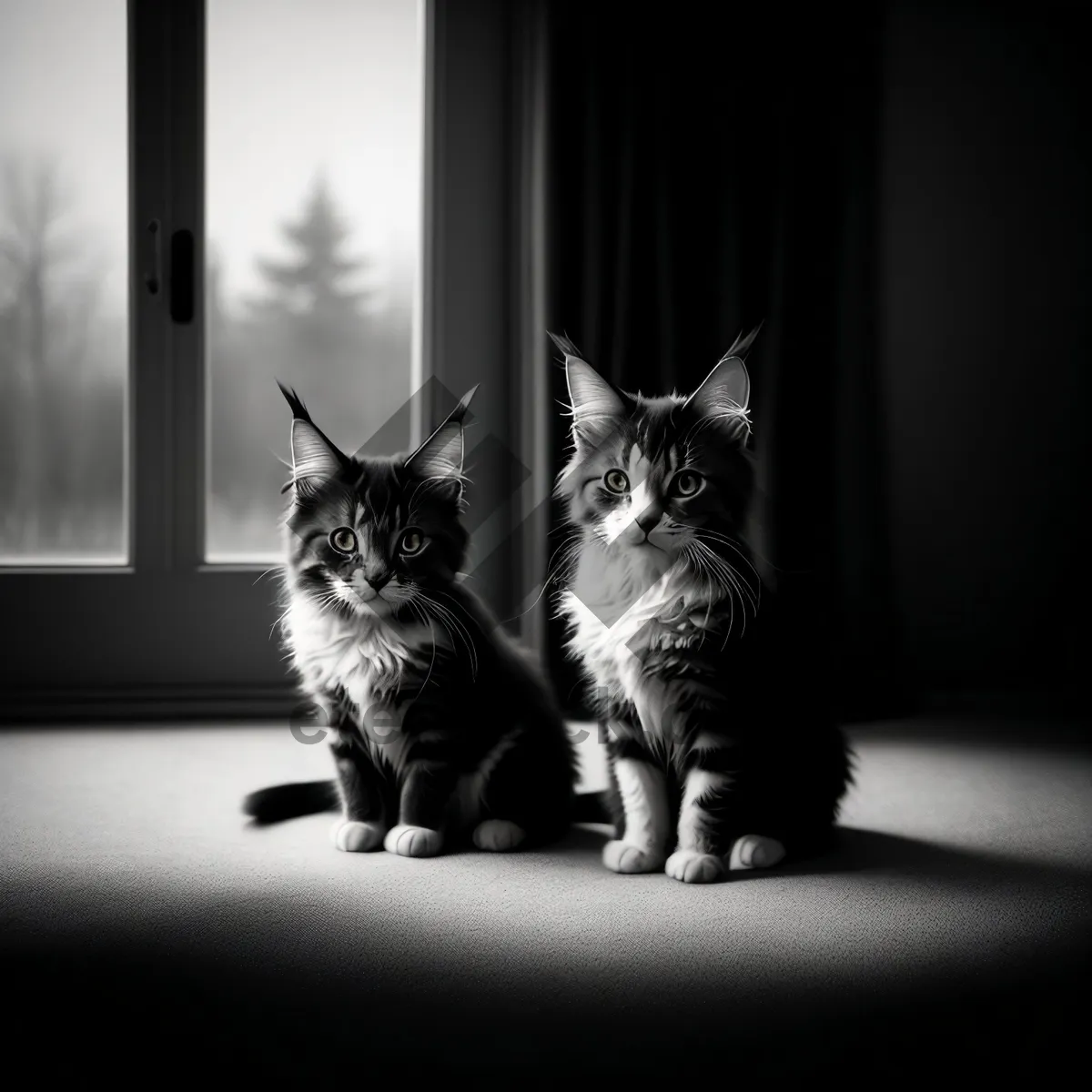 Picture of Curious Kitty Perched on Windowsill