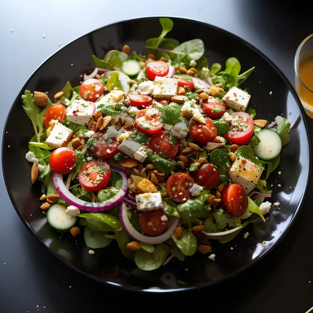 Picture of Delicious Gourmet Salad with Fresh Vegetables and Cheese