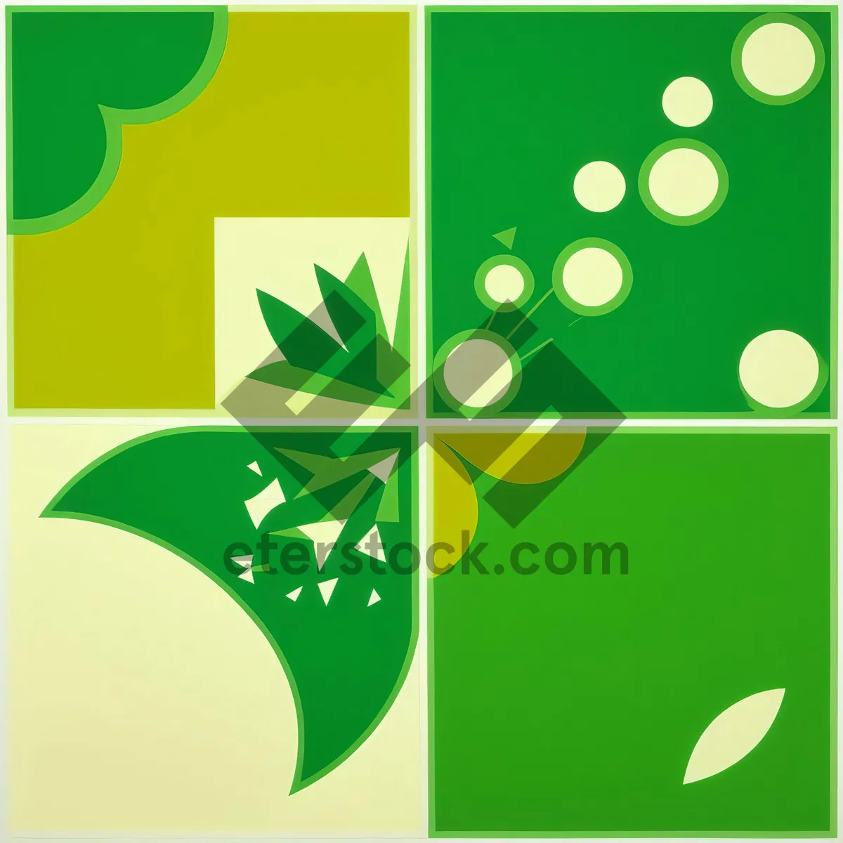 Picture of Eco-friendly Recycling Icon Set: Leaf-shaped Flower Symbol.