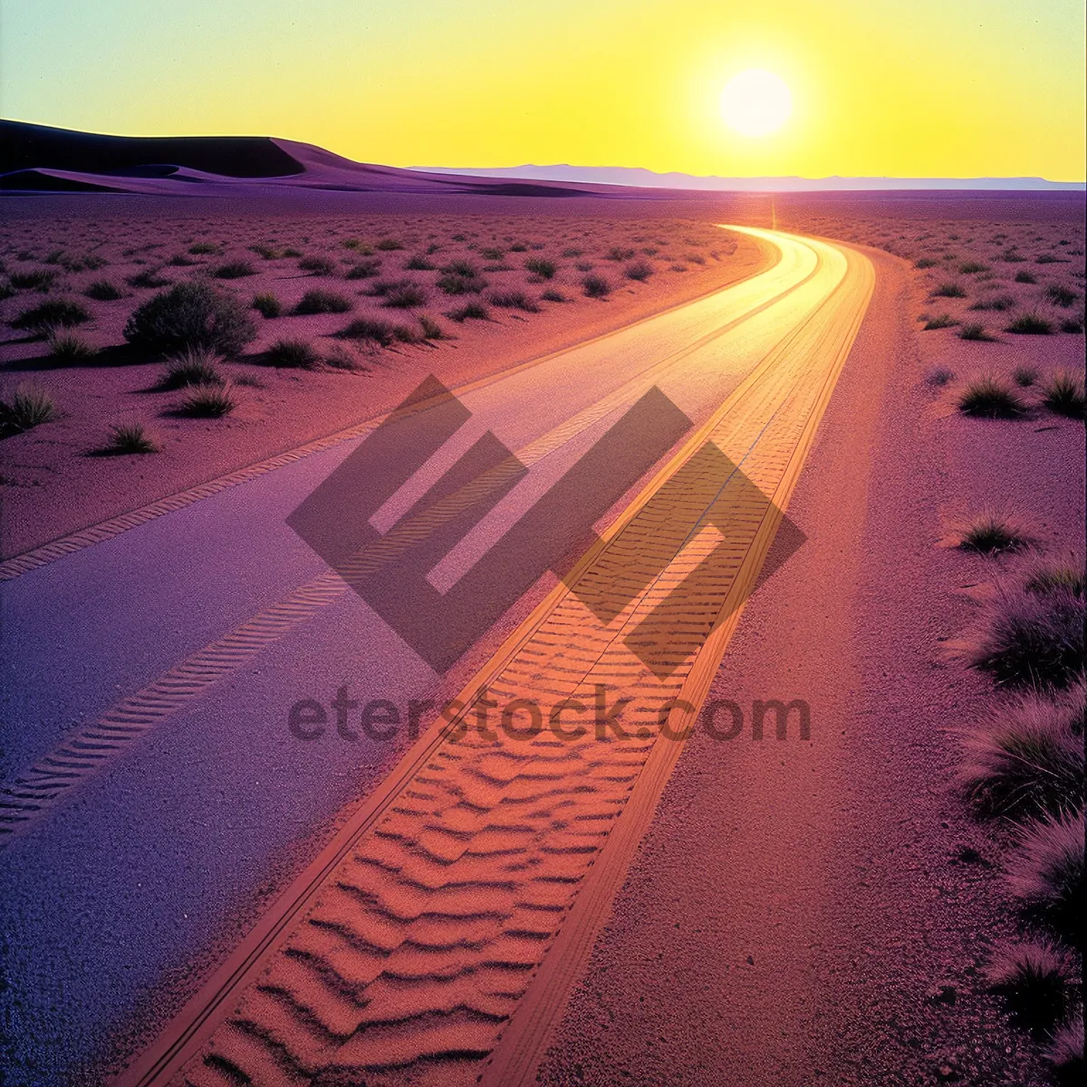 Picture of Scenic Highway Drive Through Desert Landscape