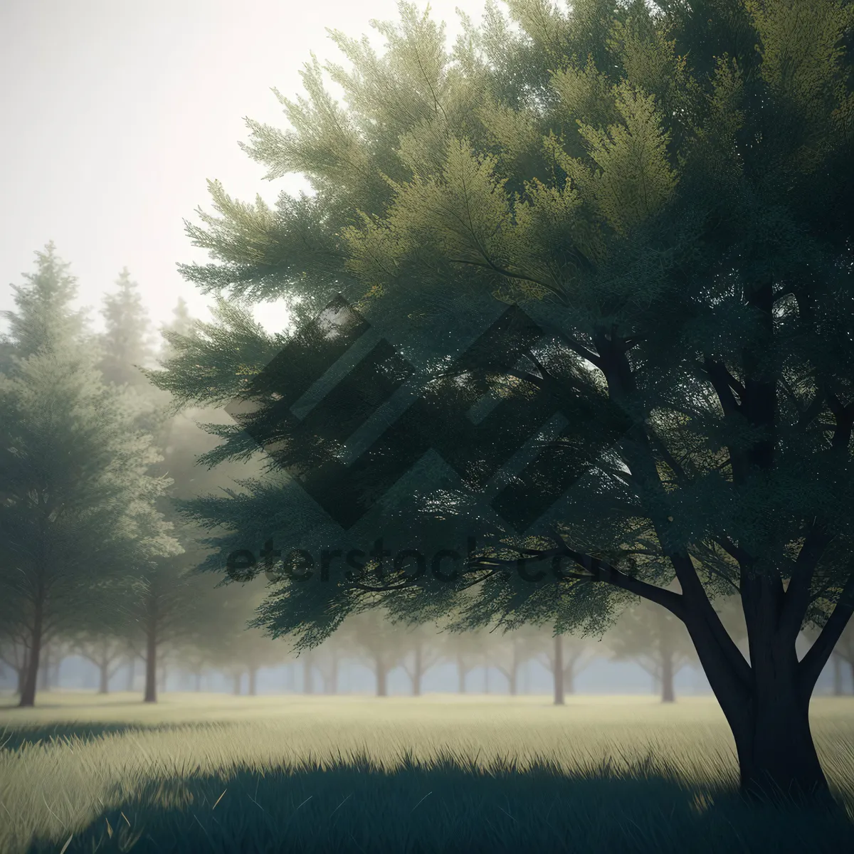Picture of Woody Willow Tree in Rural Countryside