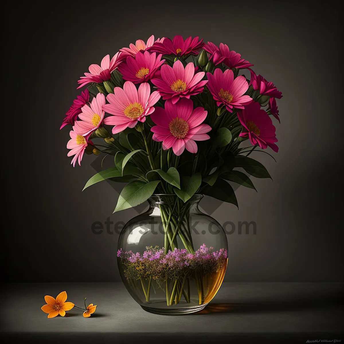 Picture of Blooming Pink Floral Bouquet in Vase