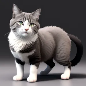 Fluffy Gray Tabby Kitty with Playful Expression