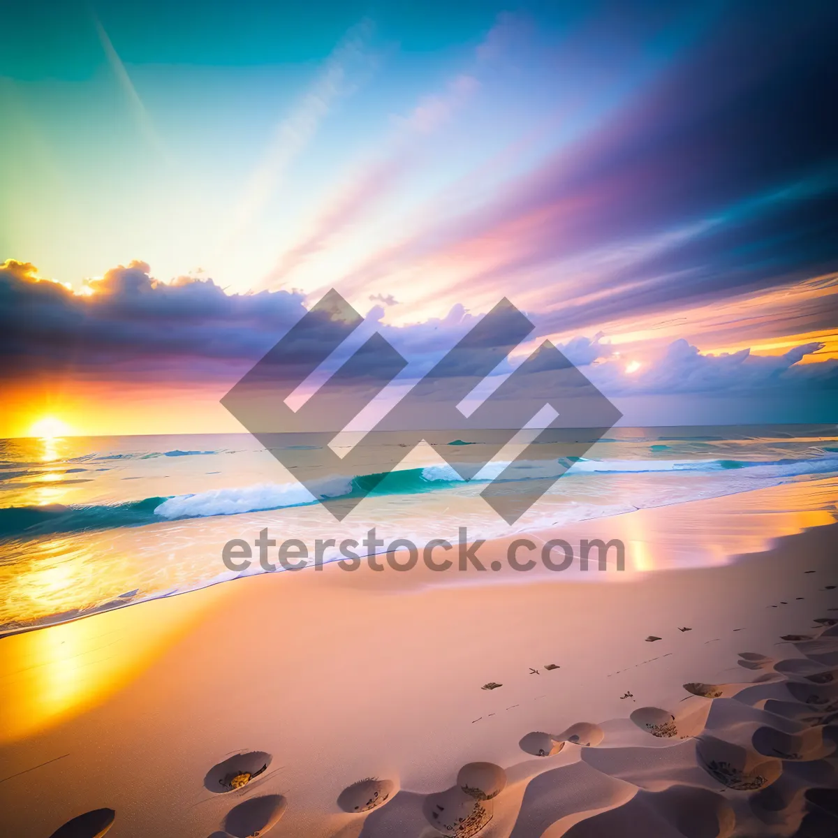 Picture of Dreamy Coastal Sunset Over Tropical Beach