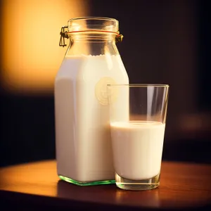 Milk Bottle - Cold, Refreshing Dairy Beverage in Glass