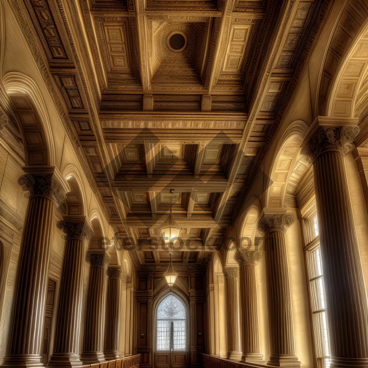 Picture of Stonewalled Serenity: Cathedral Arch Window Embraces Divine History