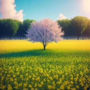 Bright Yellow Rapeseed Field Under Clear Sky