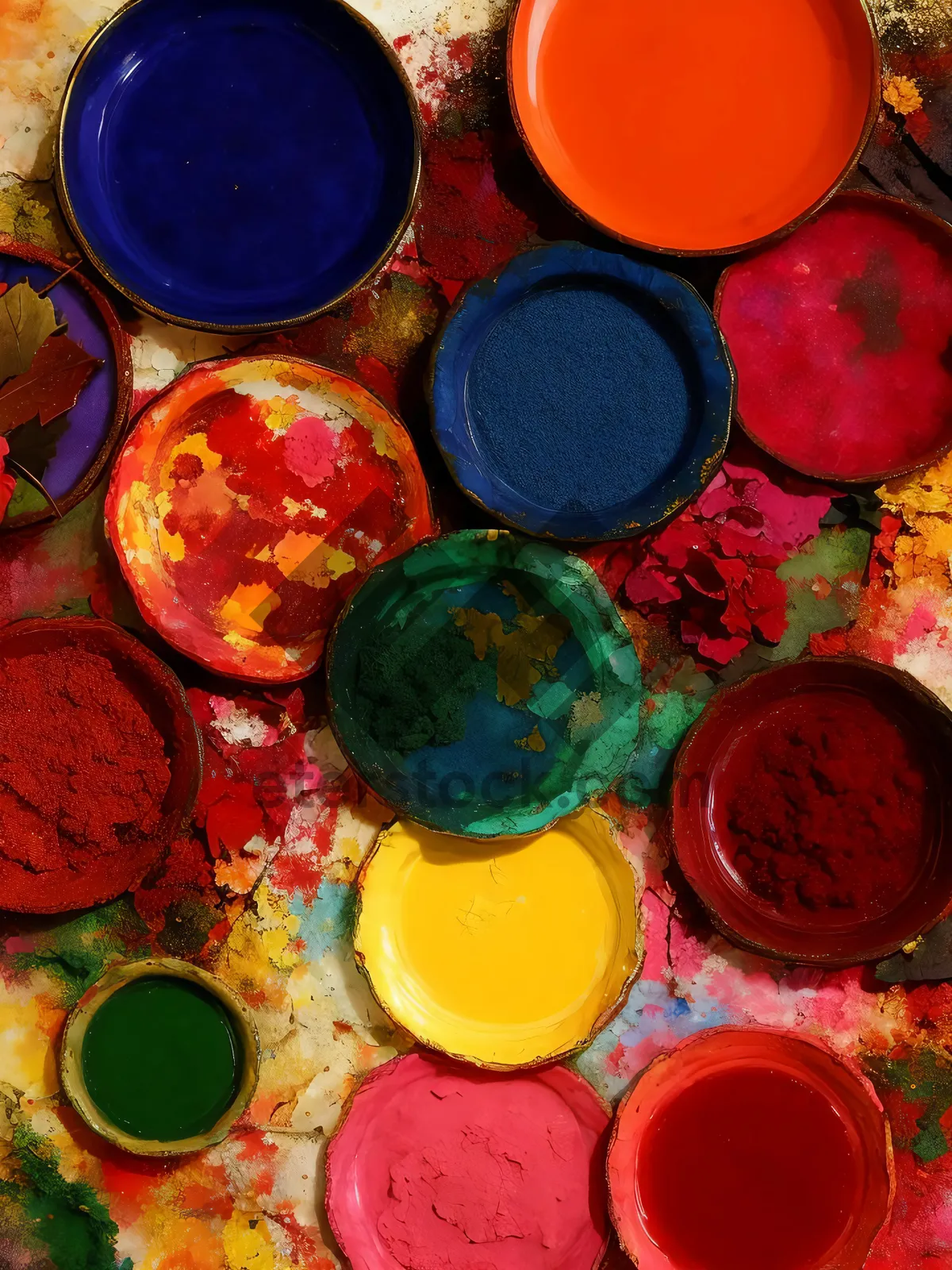 Picture of Vibrant Rainbow Paintbrush in Metal Can