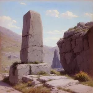 Ancient Stone Memorial in Desert Landscape