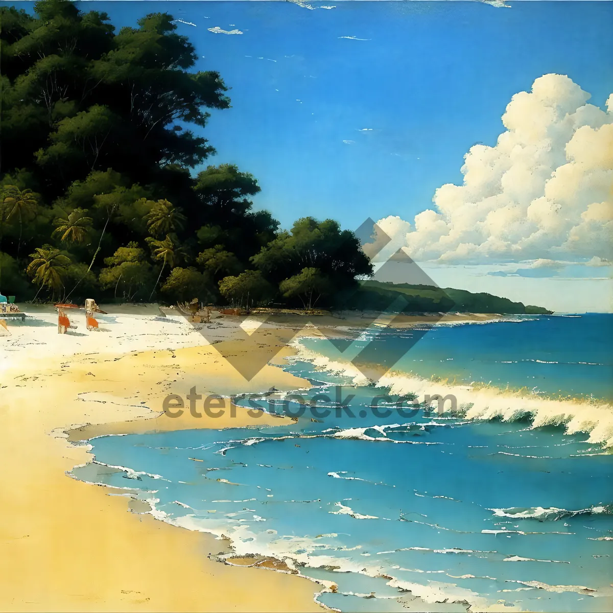 Picture of Tranquil Turquoise Paradise: Beach, Palm Trees, and Clear Waters