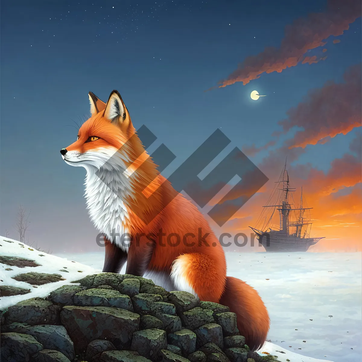 Picture of Curious Red Fox Cat - Adorable Feline Pet Portrait