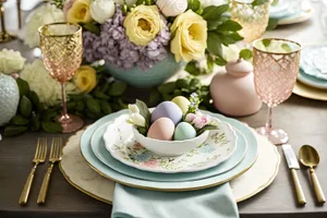 Elegant Wedding Dinner Table Setting with Pink Roses