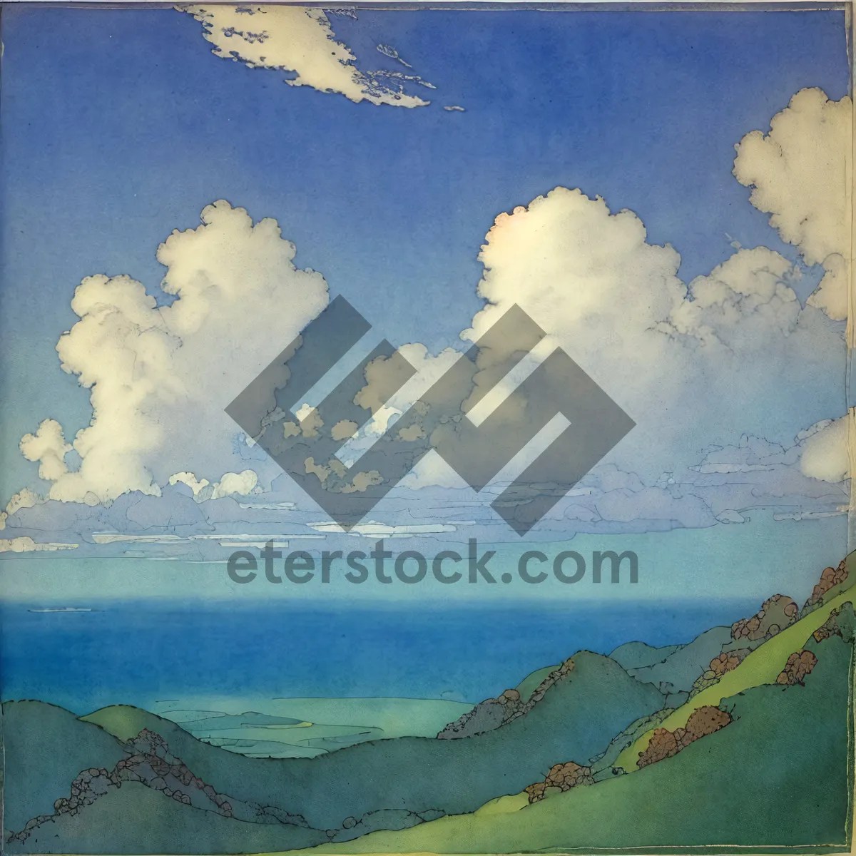 Picture of Serene Sunset Over Coastal Mountaintop