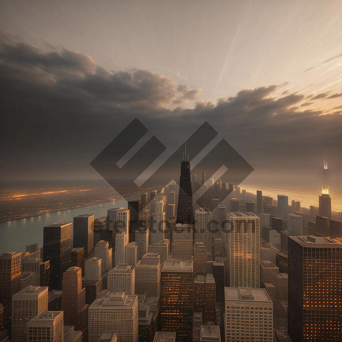 Picture of Modern Skyline Silhouette at Sunset