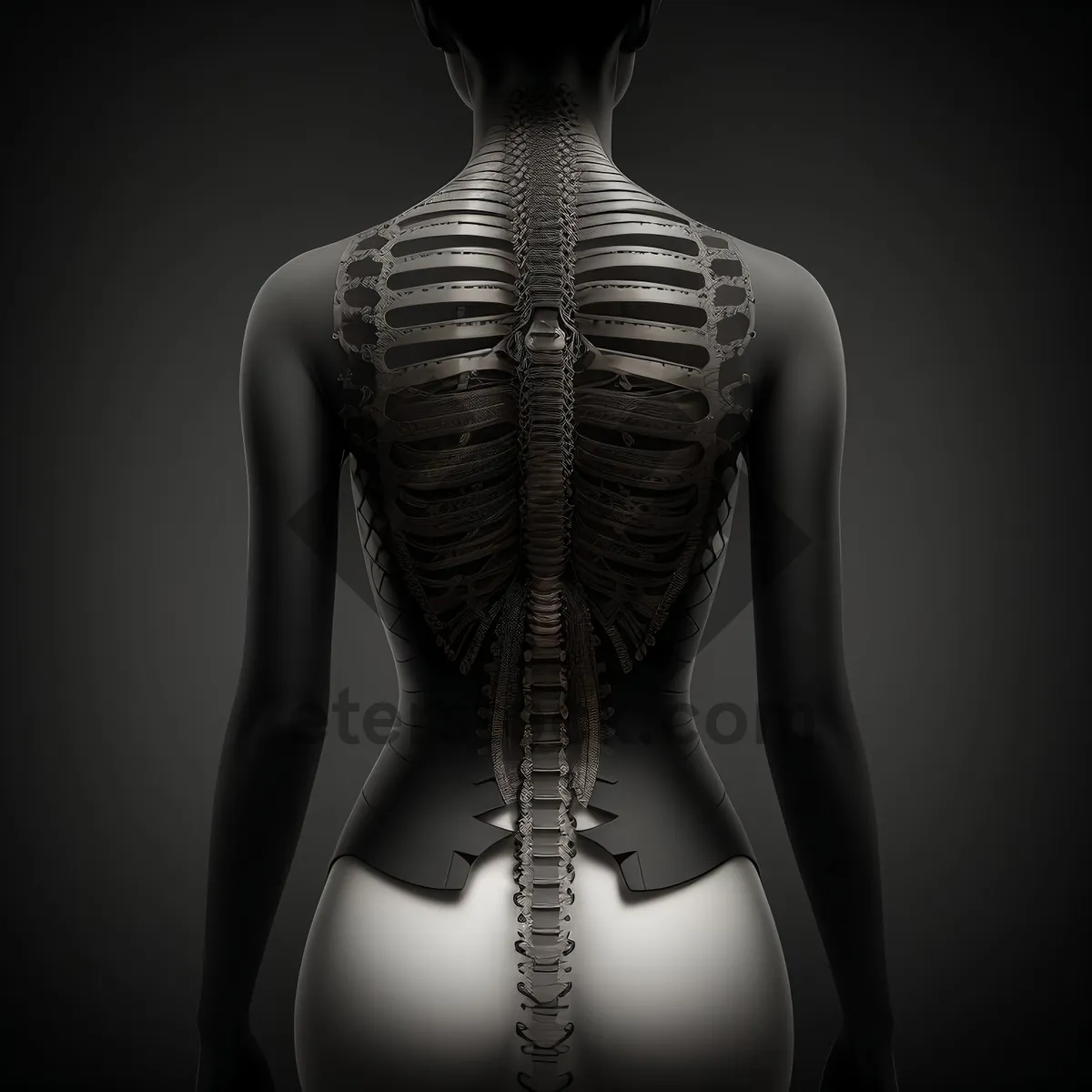 Picture of Transparent 3D Skeleton X-ray: Anatomical Human Torso