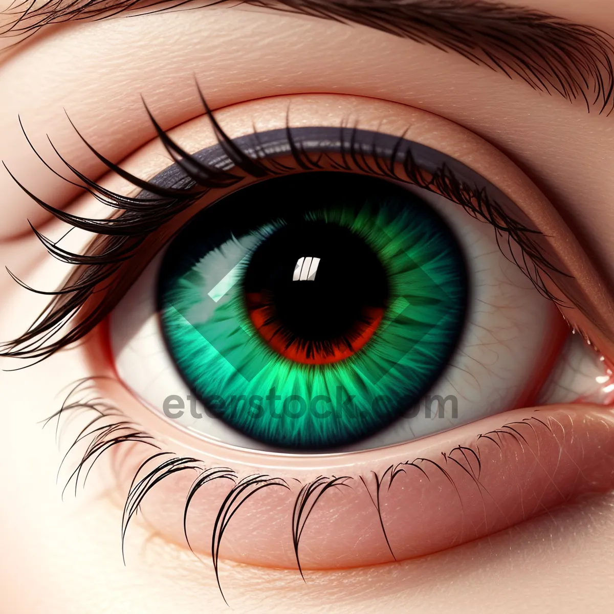 Picture of Eyeball Iris with Eyelashes - Close-up Vision