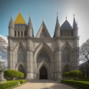 Medieval Cathedral Tower with Historic Facade.