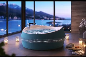 Bathtub with water filling in vessel