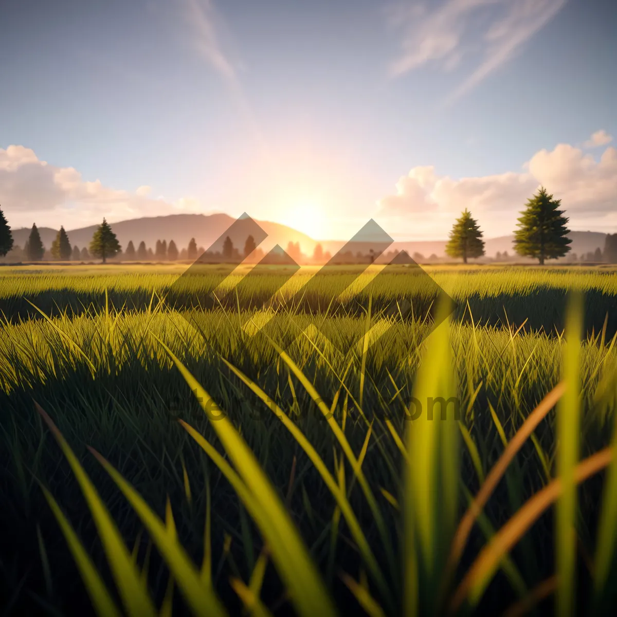 Picture of Vibrant Summer Field Under Clear Blue Sky