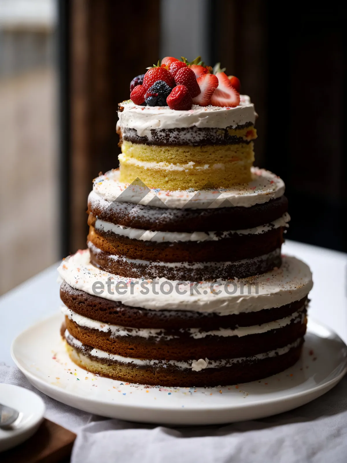 Picture of Delicious Fruit Cream Cake at Gourmet Bakery