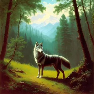 Majestic Wild Canine in Tranquil Forest