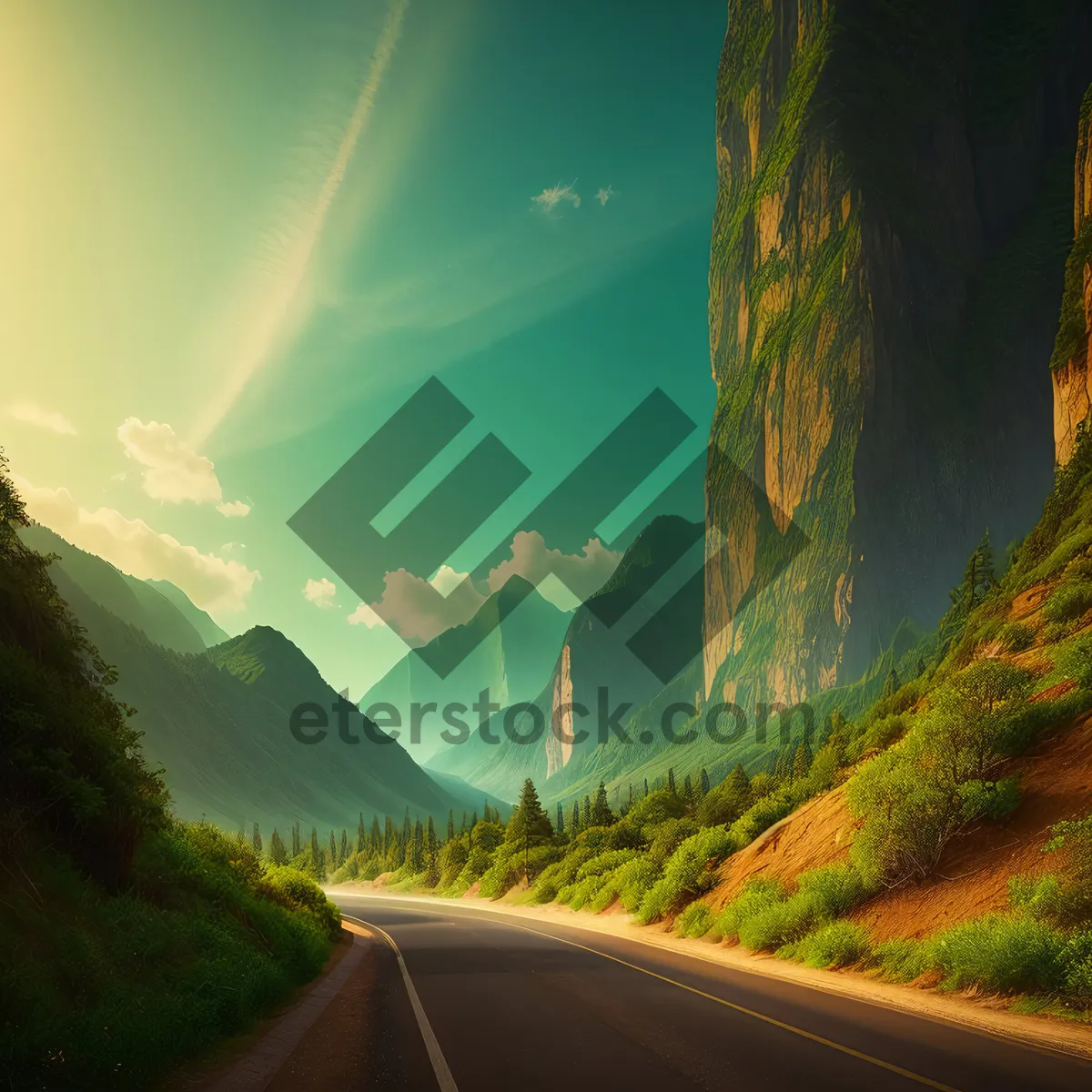 Picture of Sunset Over Majestic Rural Canyon Landscape